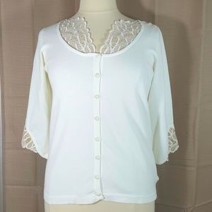 Bob Mackie Wearable Art Ivory Cardigan Size M